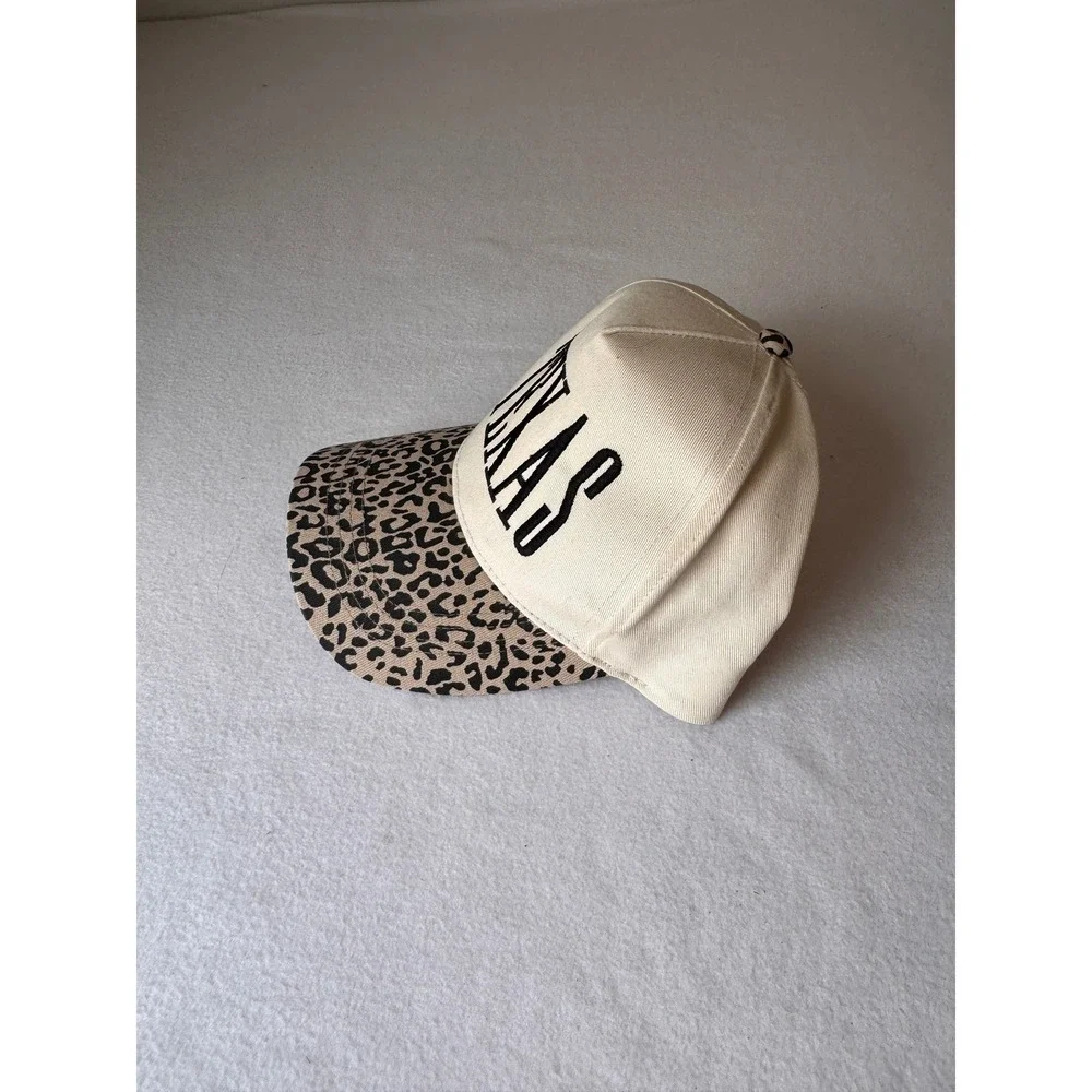 David & Young Texas Leopard Print Baseball Cap Cream Animal Print Snapback Hat